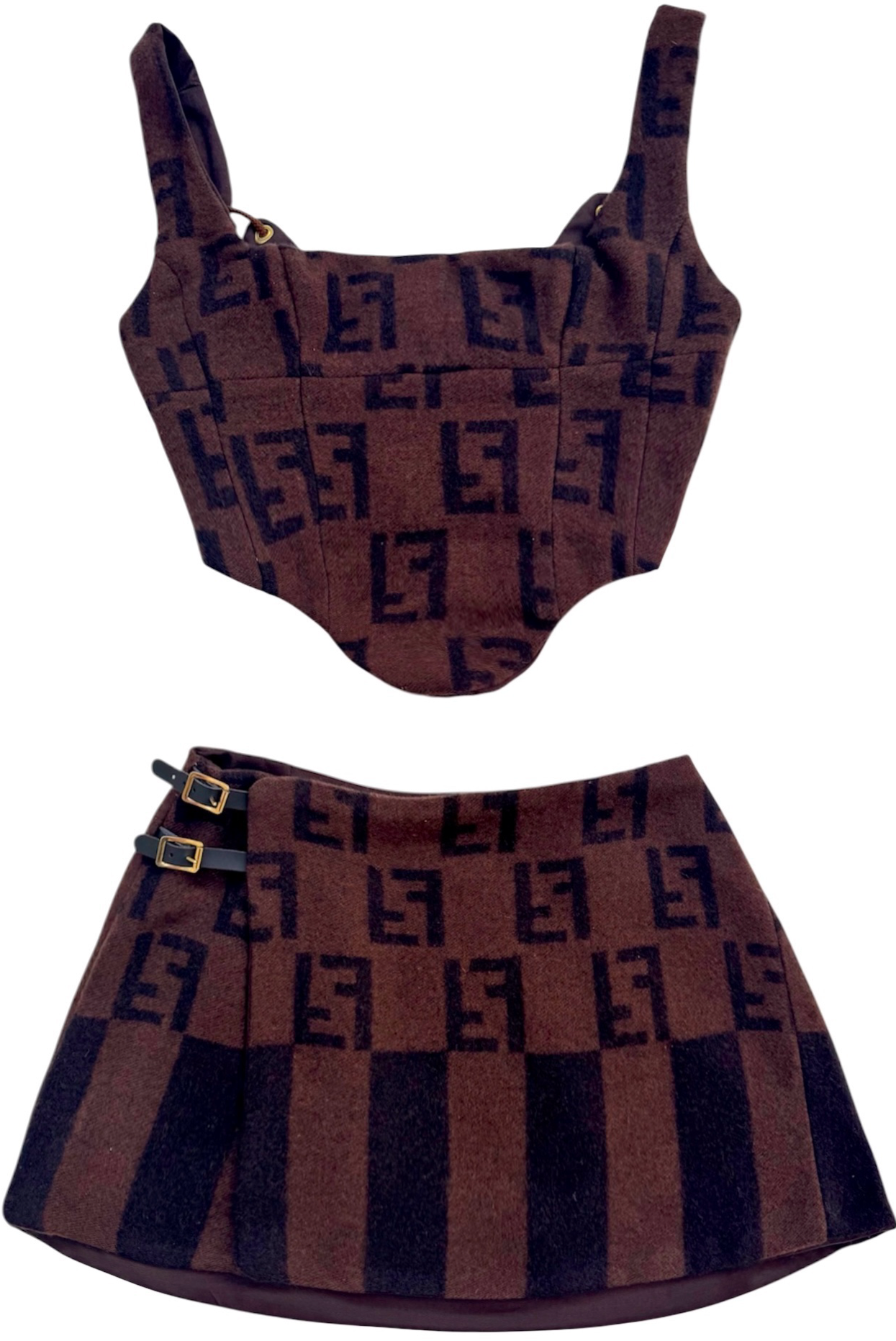 UPCYCLED - FENDI ZUCCA MONOGRAM CORSET SET