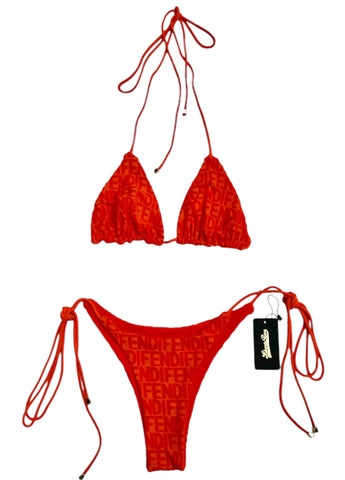 UPCYCLED - FENDI ORANGE TOWEL MONOGRAM BIKINI