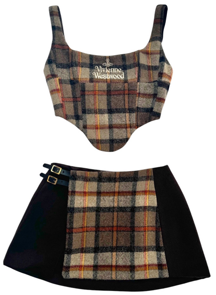 UPCYCLED - VIVIENNE WESTWOOD WOOL CORSET SKIRT SET - PLAID