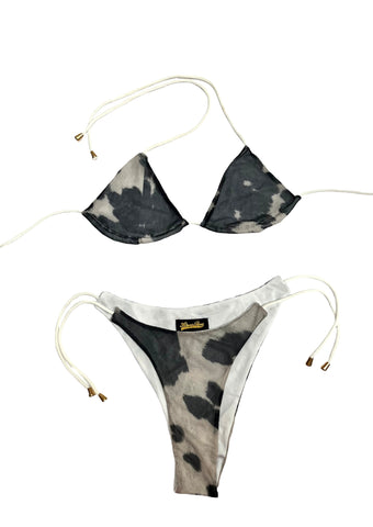 Mesh Cow Print Bikini Set