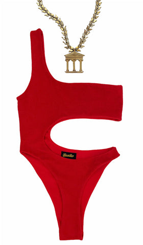 Red Cut Out Towel Swimsuit