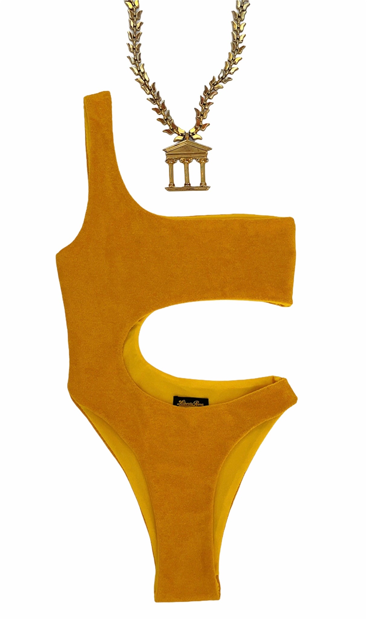 Yellow Cut Out Towel Swimsuit