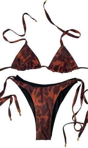 Abstract Leopard Print Bikini - M