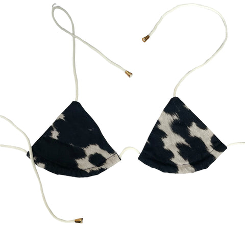 Cow Print Cotton Bikini - Top Only