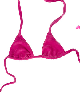Pink Velour Bikini - Top Only