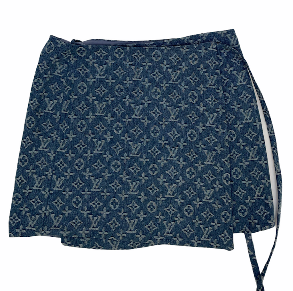 Monogram Denim Mini Wrap Skirt - Women - Ready-to-Wear
