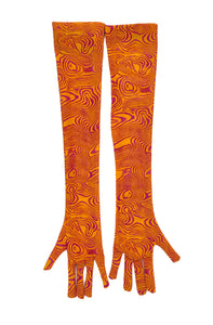 Orange Swirl Printed Mesh Gloves
