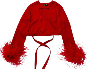 Red Feather Wrap Top- PRE ORDER