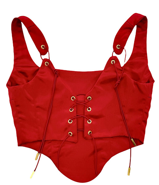 Red Valentines Silky Corset Top