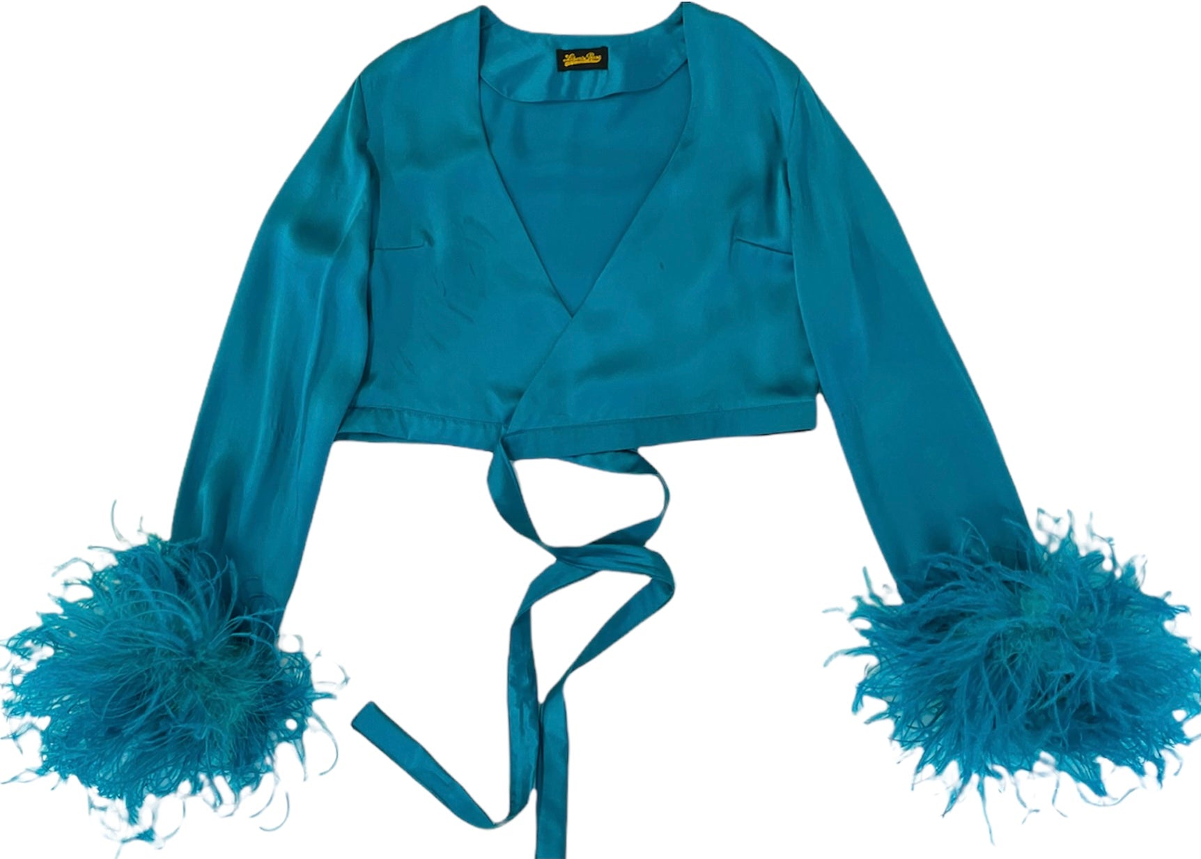 Teal Feather Wrap Top- PRE ORDER