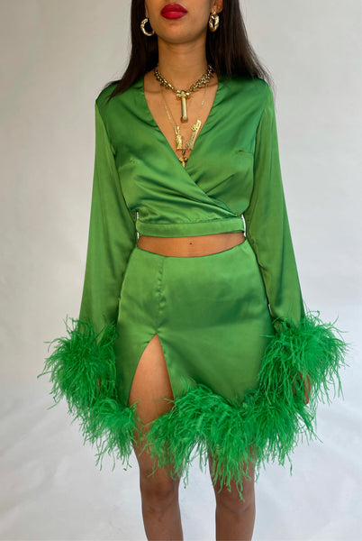 Emerald Green Feather Top - PRE ORDER